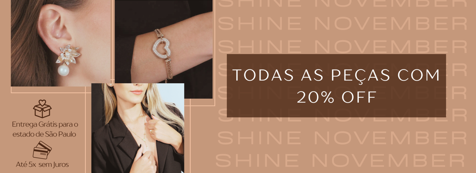 Banner para mercado shops black friday de joias minimalista marrom